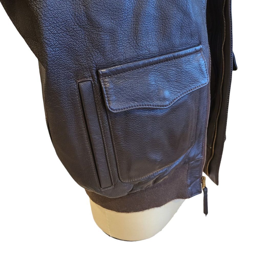 Gibson & Barnes A-2 Leather Flight Aviator Bomber Jacket 42 Removable Vest Liner - Picture 4 of 15